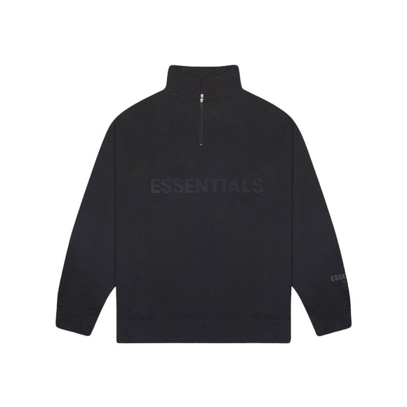 Fear of God Tops - Fear of God Essentials Black Front Logo
Half Zip Pullover Sweater - Unisex - L